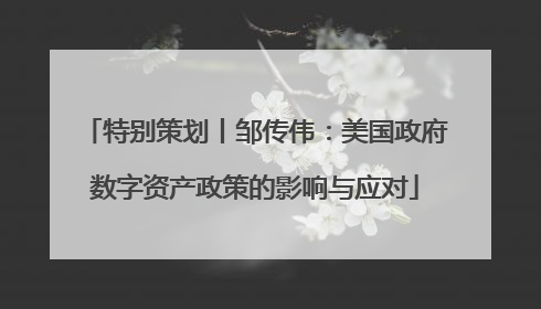 特别策划丨邹传伟：美国政府数字资产政策的影响与应对