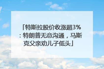 特斯拉股价收涨超3%：特朗普无意沟通，马斯克父亲劝儿子低头