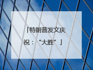 特朗普发文庆祝：“大胜”