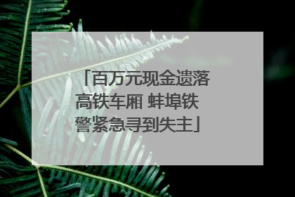 百万元现金遗落高铁车厢 蚌埠铁警紧急寻到失主