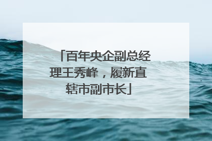 百年央企副总经理王秀峰，履新直辖市副市长