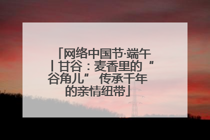 网络中国节·端午丨甘谷：麦香里的“谷角儿” 传承千年的亲情纽带