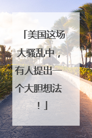 美国这场大骚乱中，有人提出一个大胆想法！