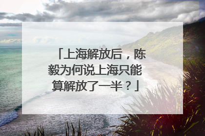 上海解放后，陈毅为何说上海只能算解放了一半？