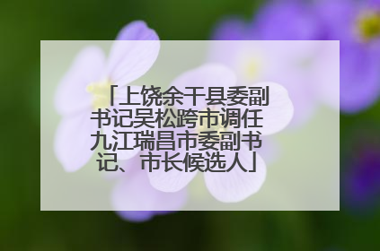 上饶余干县委副书记吴松跨市调任九江瑞昌市委副书记、市长候选人