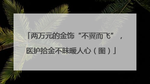 两万元的金饰“不翼而飞”，医护拾金不昧暖人心（图）