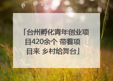 台州孵化青年创业项目420余个 带着项目来 乡村给舞台