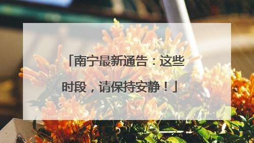 南宁最新通告：这些时段，请保持安静！
