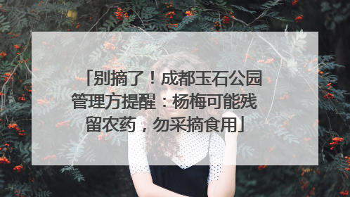 别摘了！成都玉石公园管理方提醒：杨梅可能残留农药，勿采摘食用