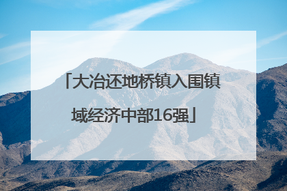 大冶还地桥镇入围镇域经济中部16强