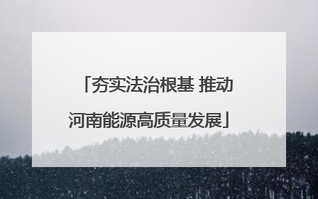 夯实法治根基 推动河南能源高质量发展