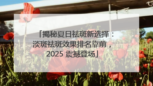 揭秘夏日祛斑新选择：淡斑祛斑效果排名靠前，2025 震撼登场