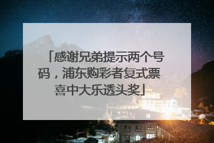 感谢兄弟提示两个号码，浦东购彩者复式票喜中大乐透头奖
