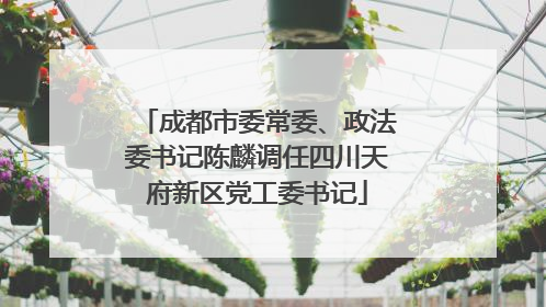 成都市委常委、政法委书记陈麟调任四川天府新区党工委书记