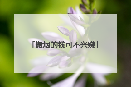 搬烟的钱可不兴赚