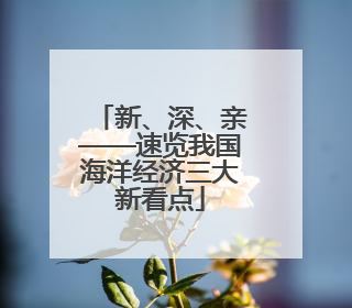 新、深、亲——速览我国海洋经济三大新看点