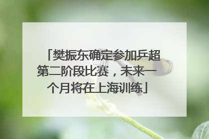樊振东确定参加乒超第二阶段比赛，未来一个月将在上海训练