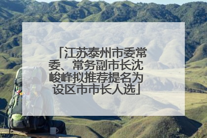 江苏泰州市委常委、常务副市长沈峻峰拟推荐提名为设区市市长人选