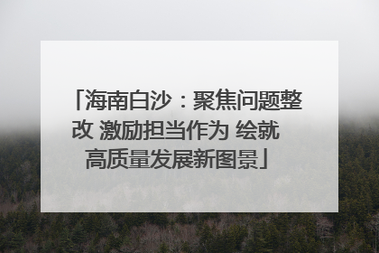海南白沙：聚焦问题整改 激励担当作为 绘就高质量发展新图景