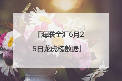 海联金汇6月25日龙虎榜数据
