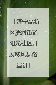 济宁高新区洸河街道阳光社区开展移风易俗宣讲