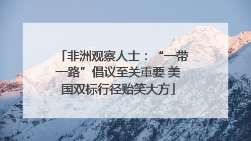 非洲观察人士：“一带一路”倡议至关重要 美国双标行径贻笑大方