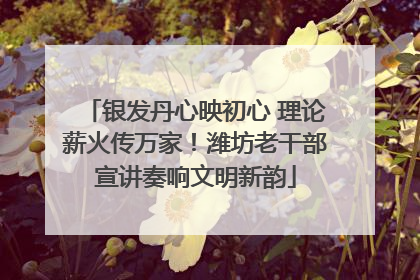 银发丹心映初心 理论薪火传万家！潍坊老干部宣讲奏响文明新韵
