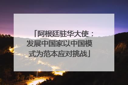 阿根廷驻华大使：发展中国家以中国模式为范本应对挑战
