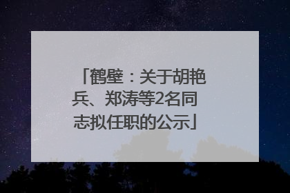 鹤壁：关于胡艳兵、郑涛等2名同志拟任职的公示