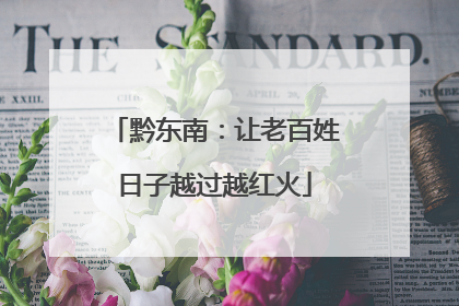 黔东南：让老百姓日子越过越红火