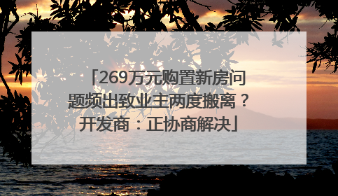 269万元购置新房问题频出致业主两度搬离？开发商：正协商解决
