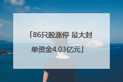 86只股涨停 最大封单资金4.03亿元